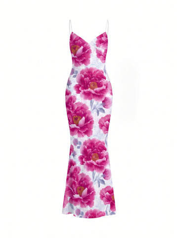 Theresa Vigil's Pink Peony Print Maxi Dress
