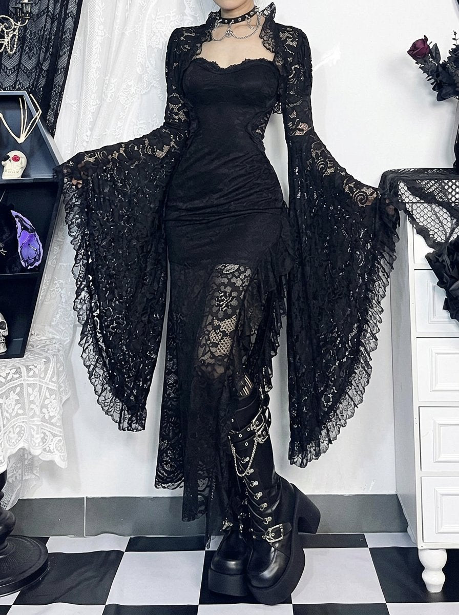 Gothic Lace Bell Sleeve Bolero Jacket