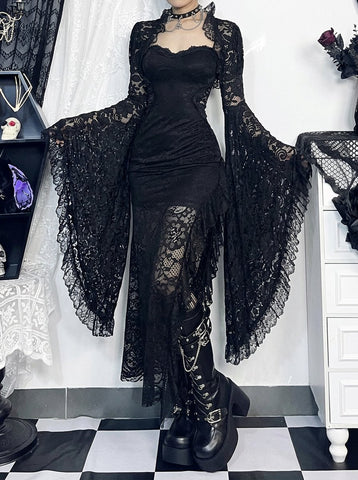 Gothic Lace Bell Sleeve Bolero Jacket