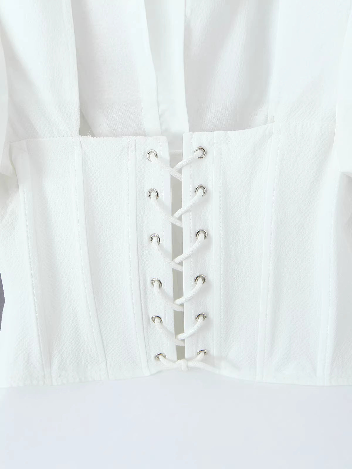Corset Puff Sleeve Button Down Shirt