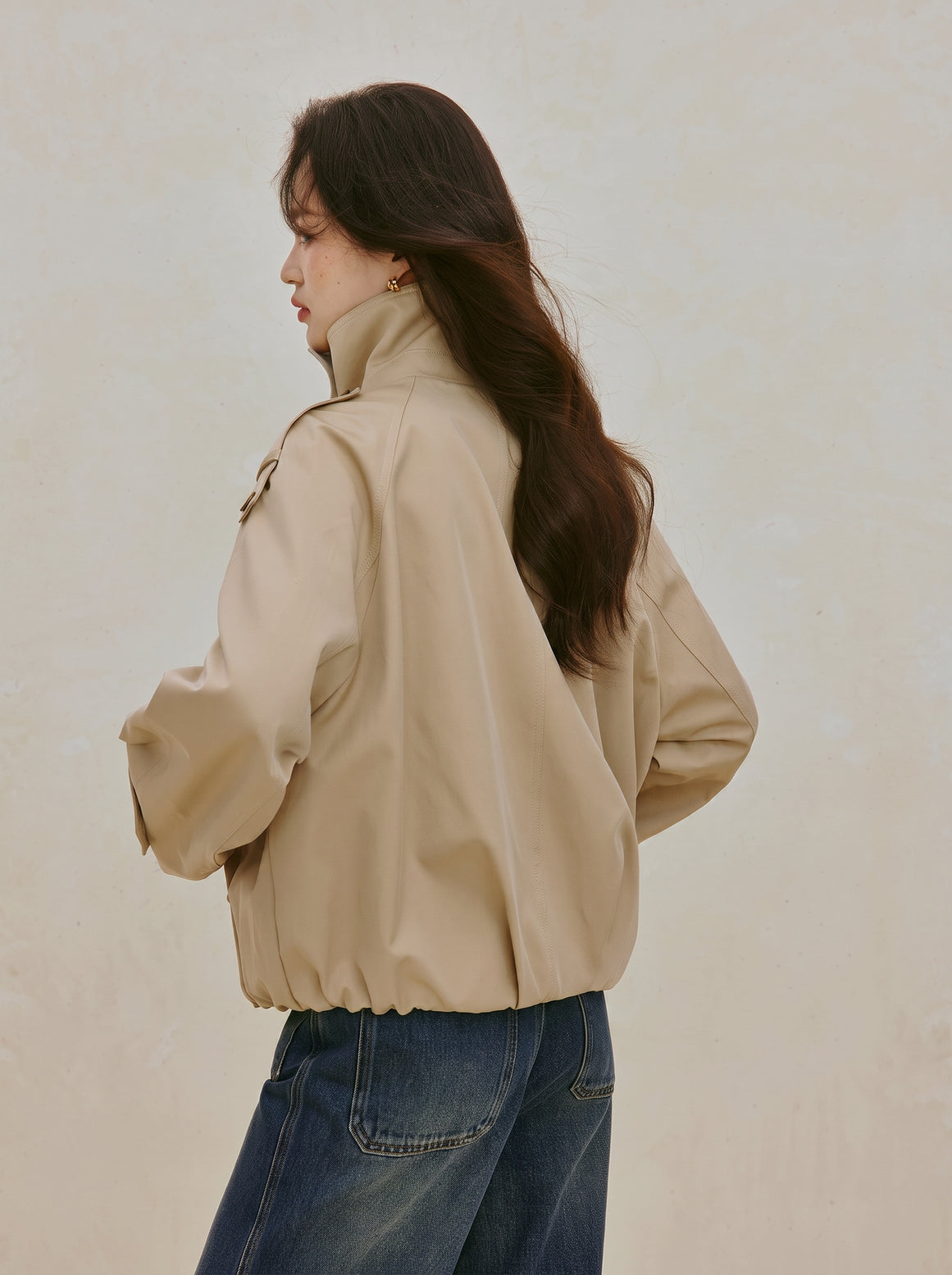 Double Breasted Stand Collar Cotton Jacket