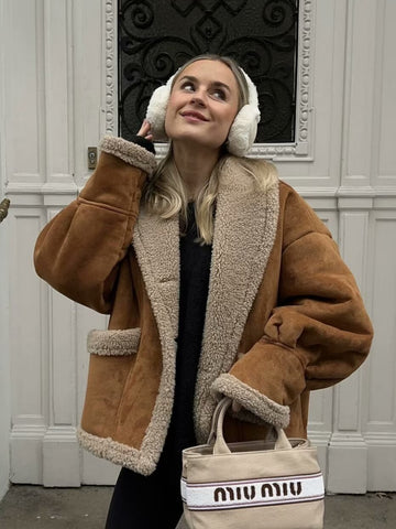 Cozy Faux Suede Sherpa Jacket
