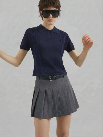 Pinstripe Pleated Skirt