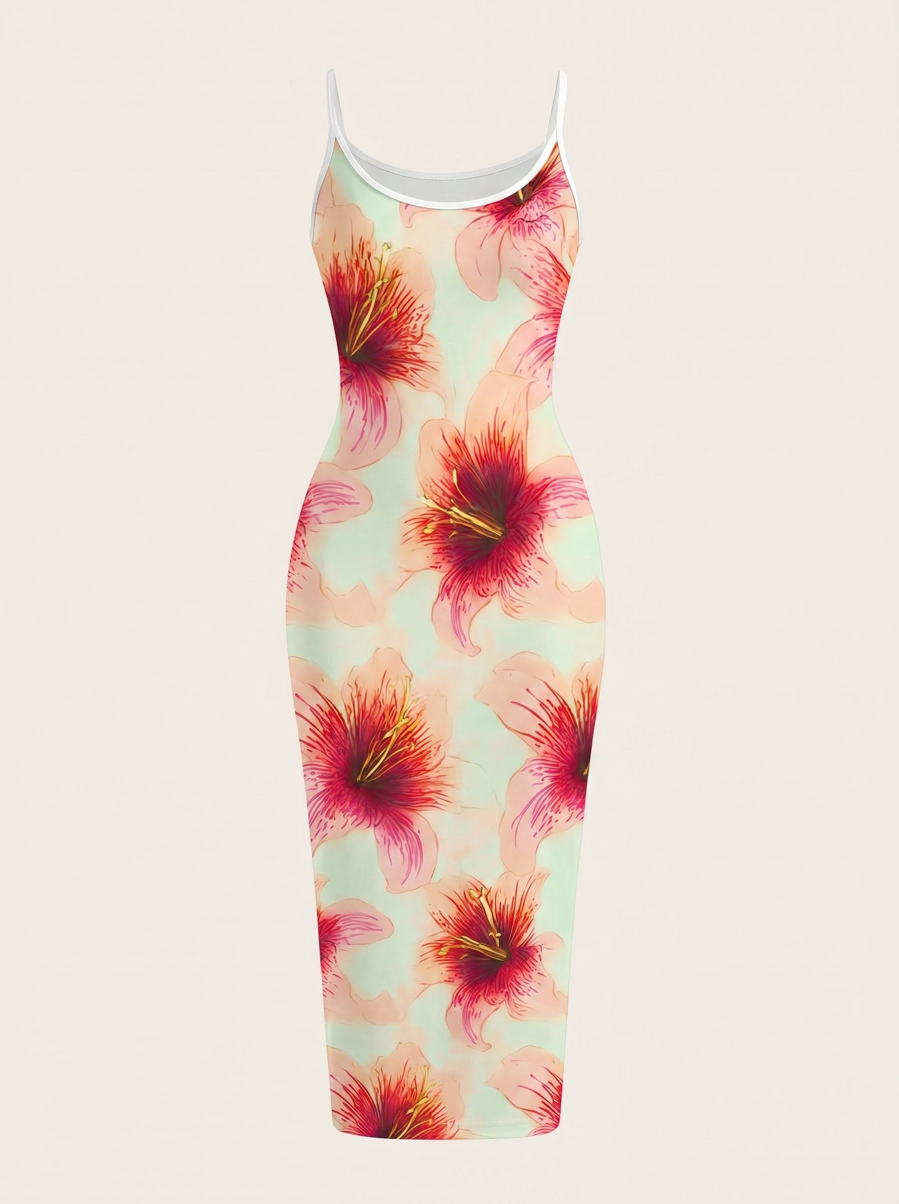MAIA Floral Print Strapless Sheath Midi Dress