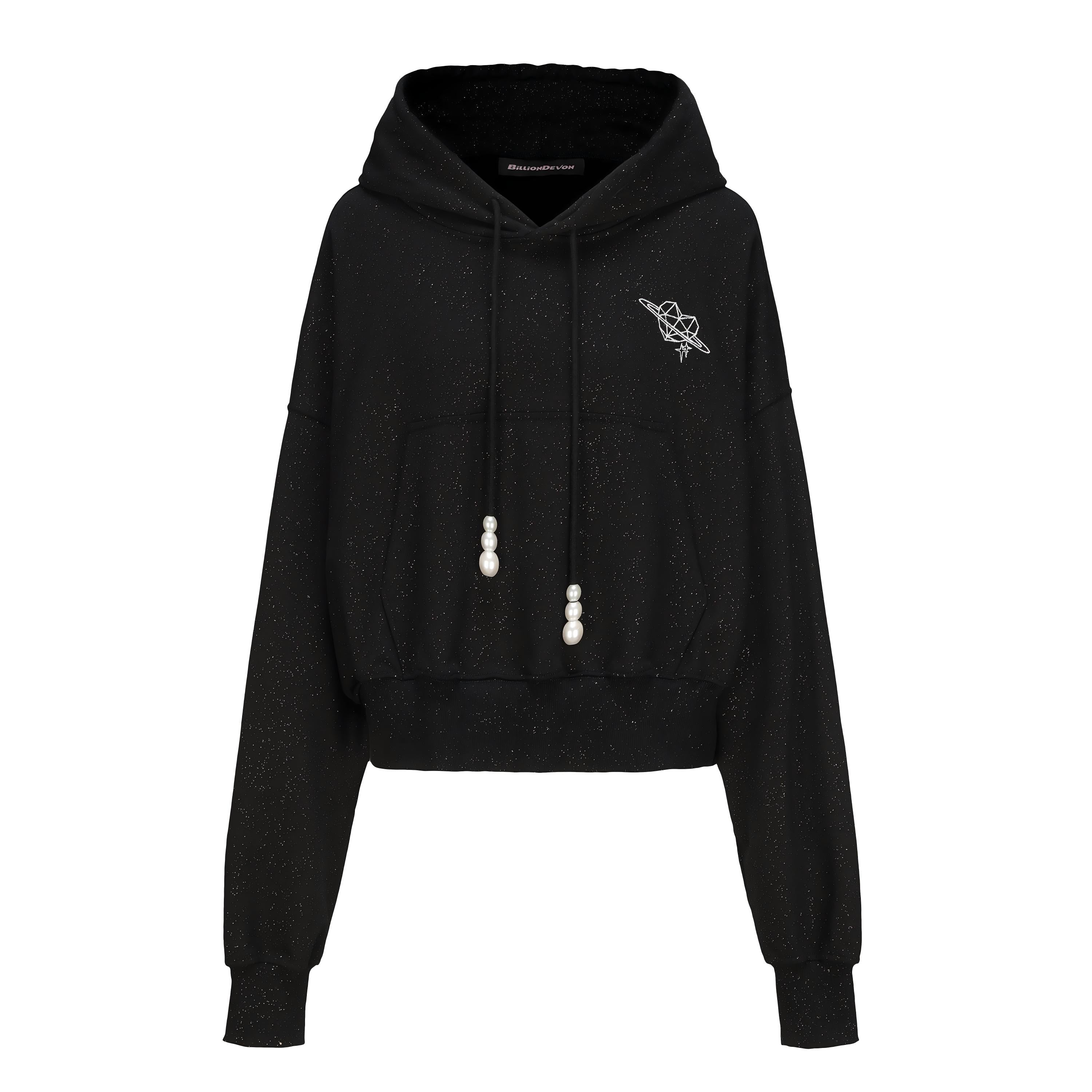 Glitter Graphic Cropped Hoodie