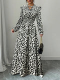 Leopard Print Ruffled Maxi Dress