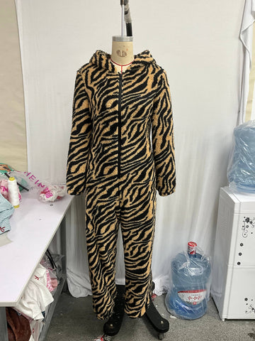 Cozy Plush Tiger Print Onesie