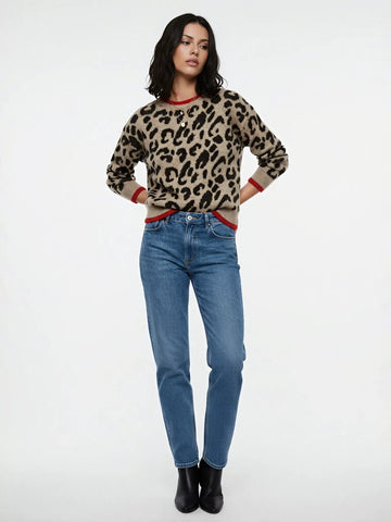 Cozy Leopard Print Crewneck Sweater