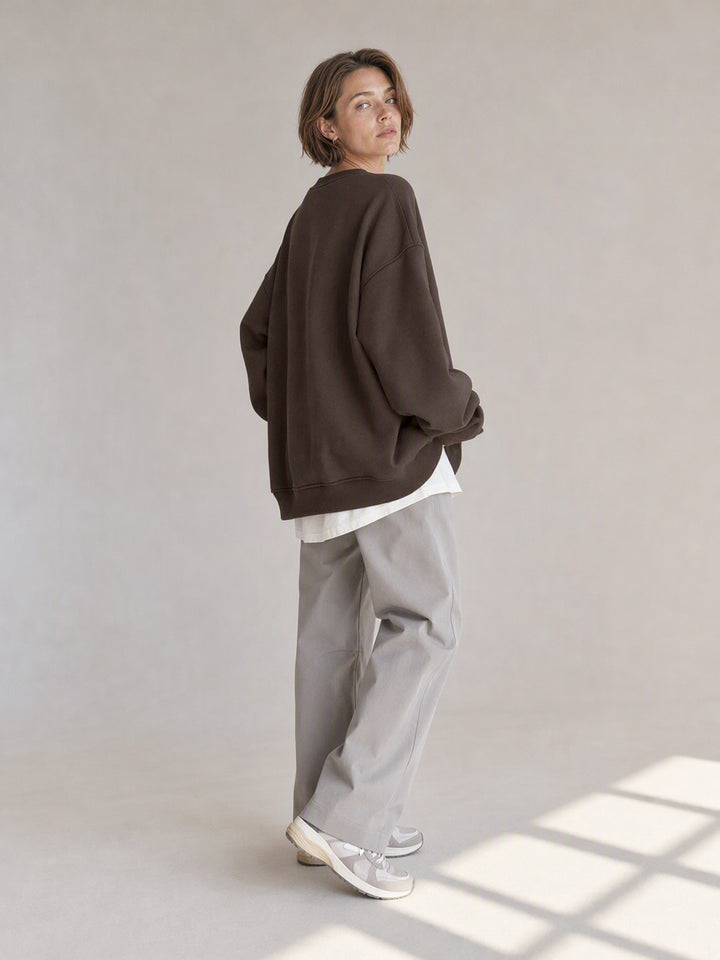 Oversized Mock Neck Pullover Sweatshirt