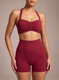 Seamless Ruched Halter Workout Set