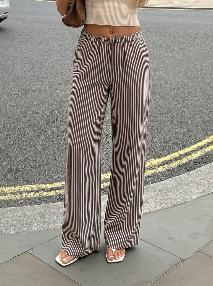 High Waisted Striped Wide Leg Pants