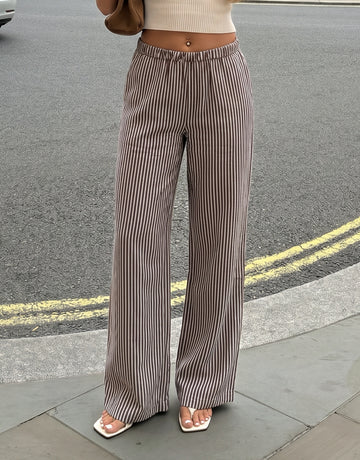 High Waisted Striped Wide Leg Pants