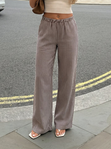 High Waisted Striped Wide Leg Pants