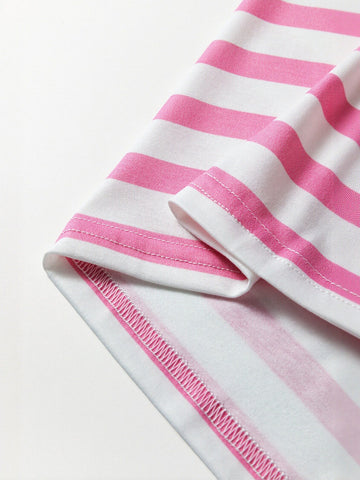 Casual Striped V Neck Pocket T-Shirt