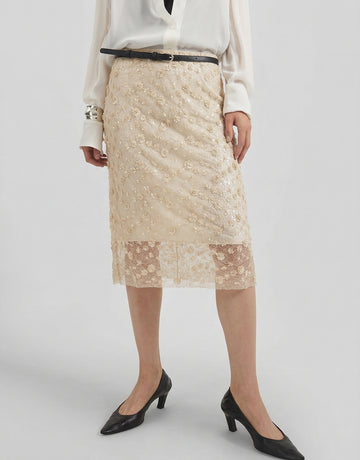 Sequin Detail Lace Skirt