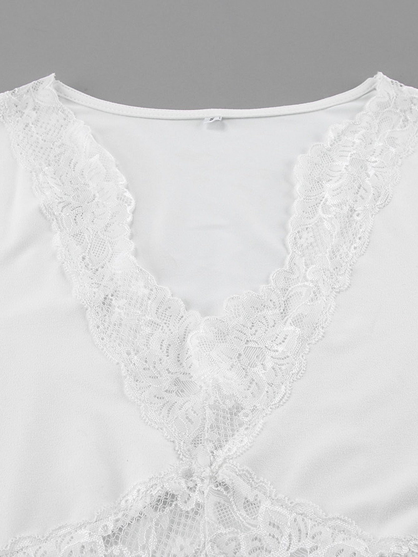 Lace Trimmed Ruched Maxi Dress