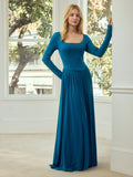 Elegant Long Sleeve Pleated Maxi Dress
