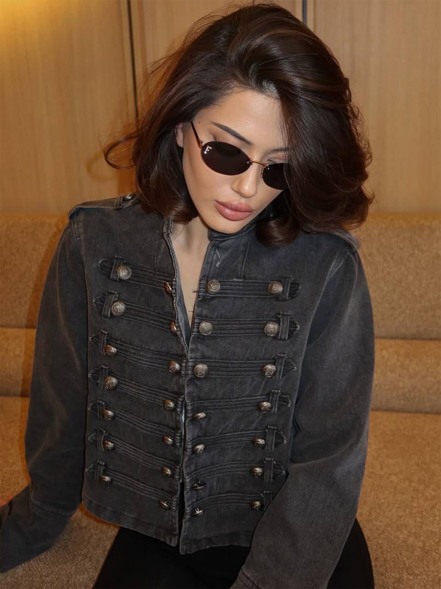 Vintage Military Inspired Denim Jacket