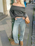Off The Shoulder Foldover Knit Sweater