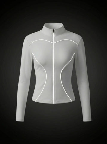 High-Neck Breathable Sporty Jacket-Multicolor