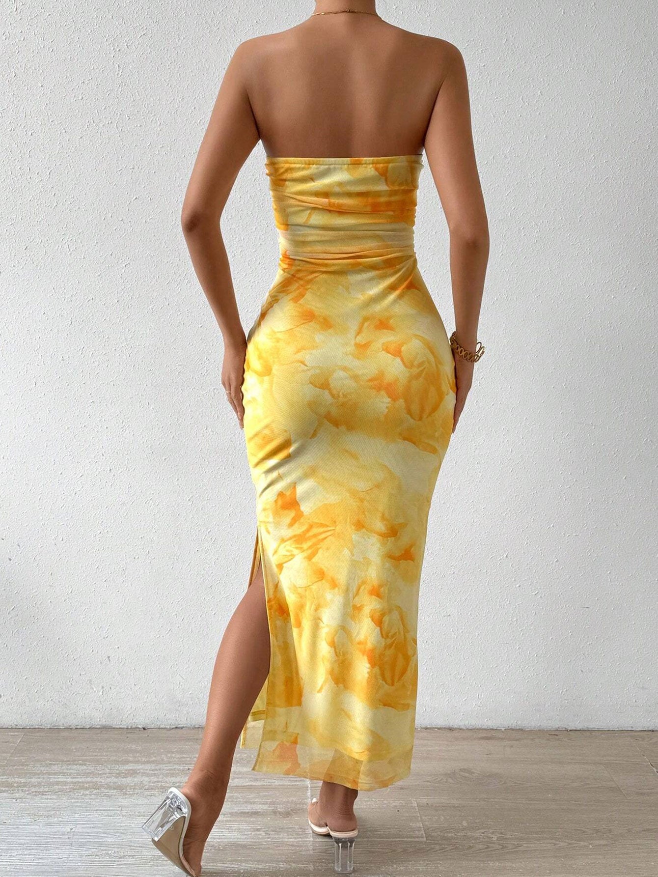 Strapless Tie Dye Midi Dress