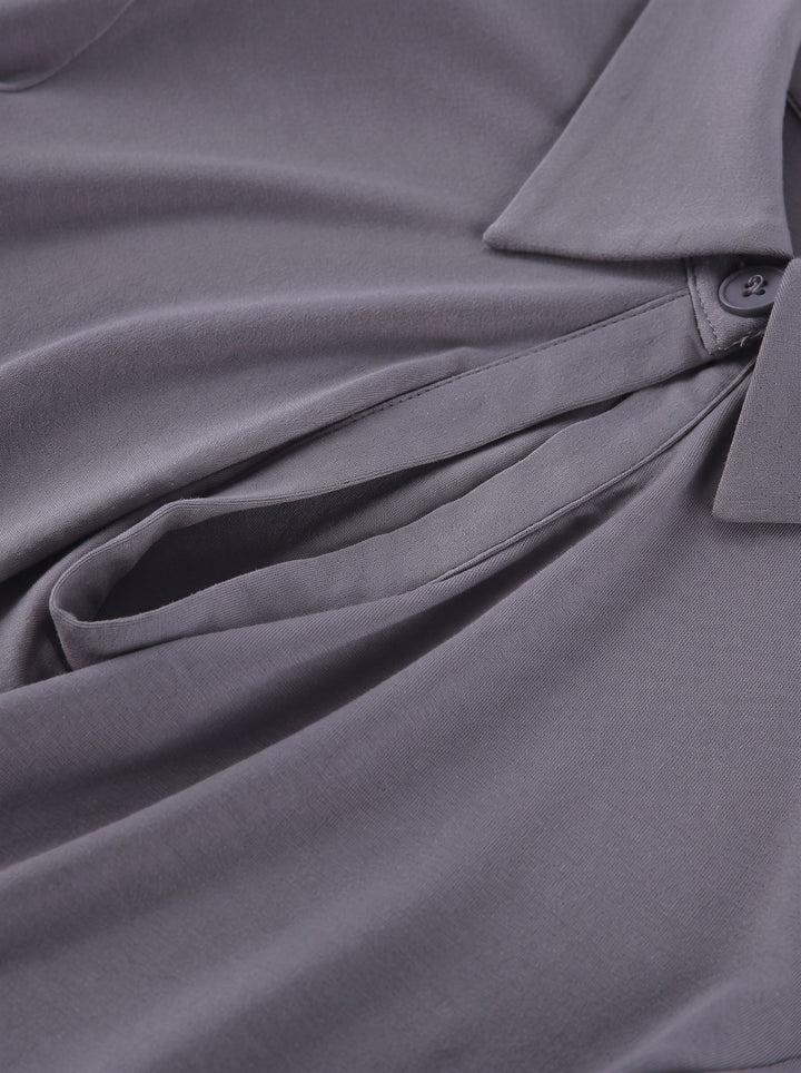 Padded Shoulder Cowl Neck Top