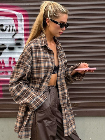 Oversized Plaid Button Down Shirt