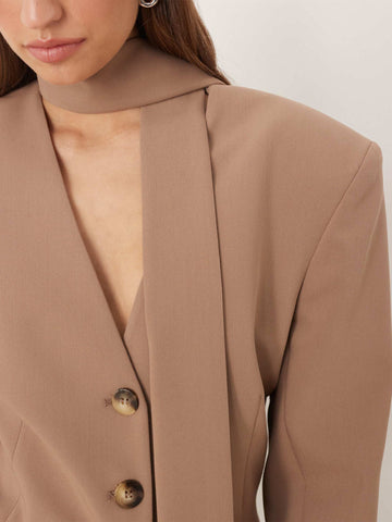 Tailored Scarf Detail Fitted Blazer