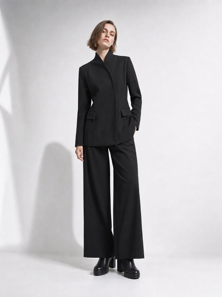 Elegant Tailored White Pant Suit Set
