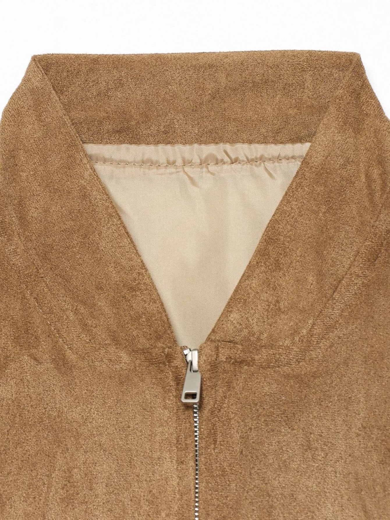 Oversized Faux Suede Bomber Jacket