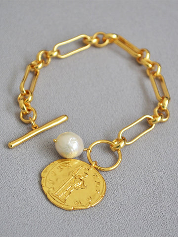 Gold Chunky Paperclip Toggle Bracelet