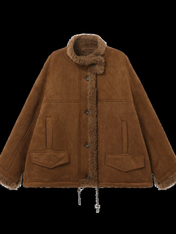 Cozy Faux Suede Sherpa Jacket
