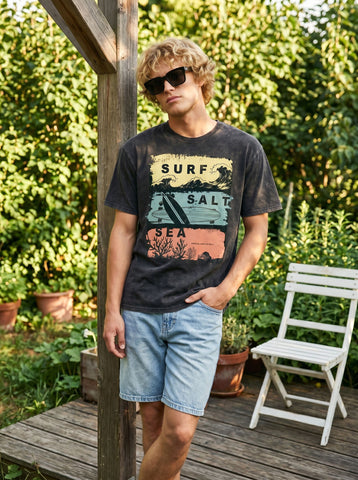 Vintage Washed Surf Graphic T-Shirt