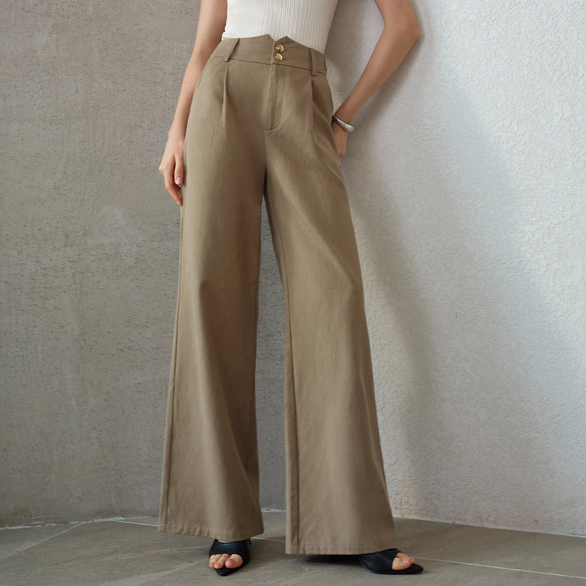 High Waisted Wide Leg Trousers