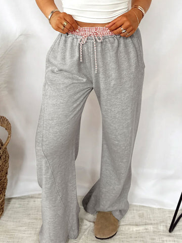 Wide-Leg Drawstring Pocket Casual Sweatpants