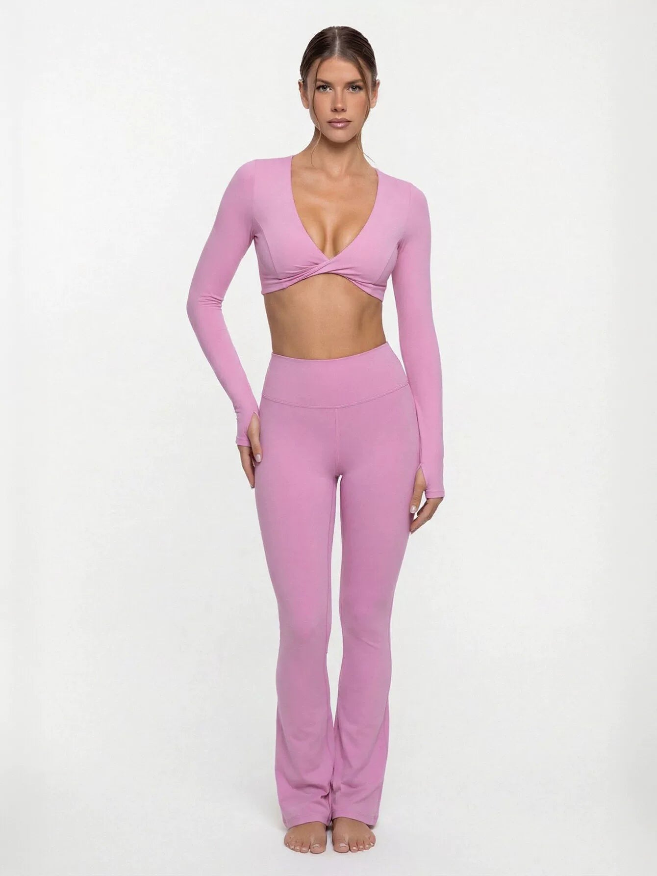 Seamless Twist Crop Flare Legging Set
