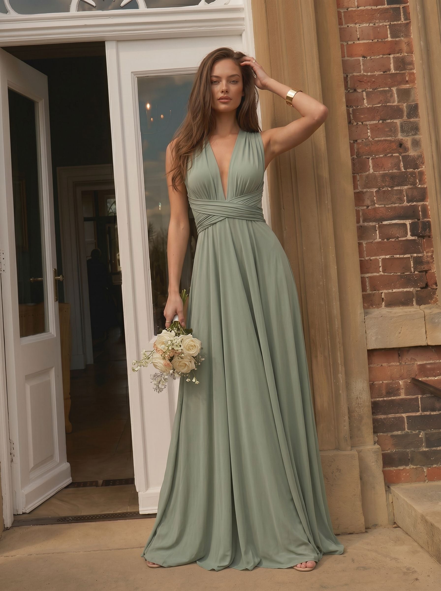 Convertible Plunge Maxi Bridesmaid Dress
