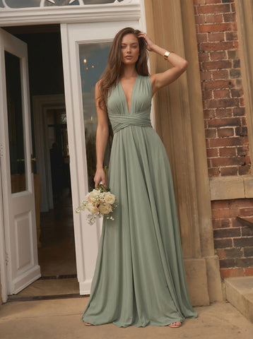Convertible Plunge Maxi Bridesmaid Dress