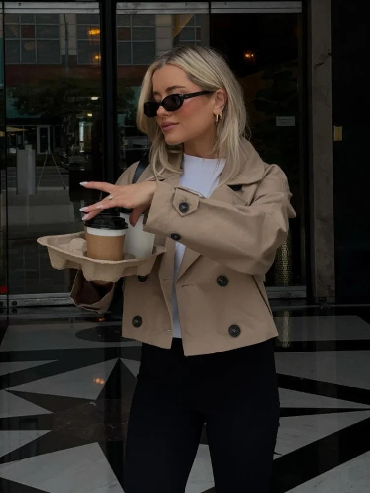 Double Breasted Cropped Trench Coat