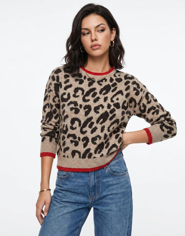 Cozy Leopard Print Crewneck Sweater