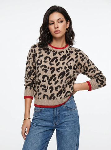 Cozy Leopard Print Crewneck Sweater
