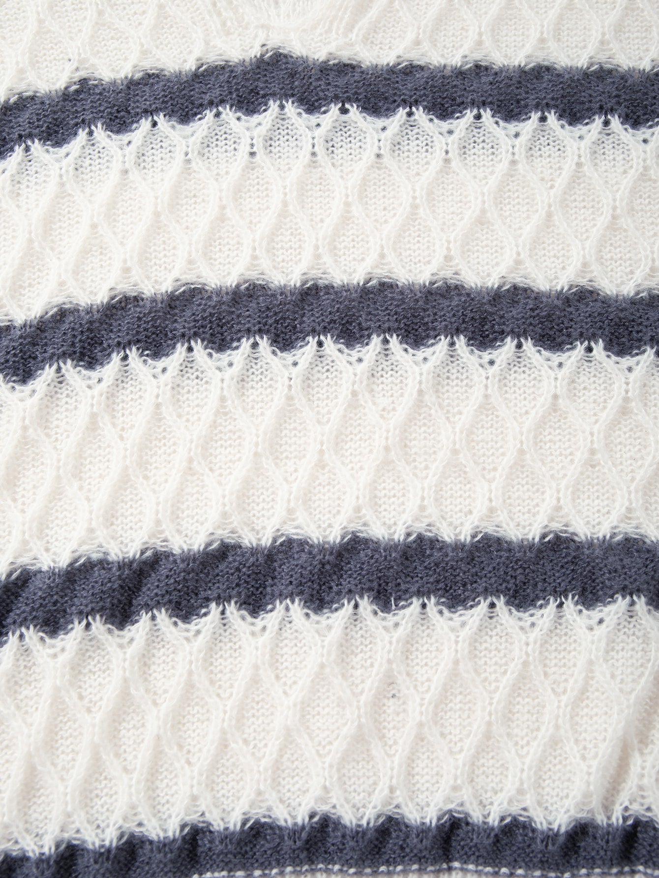 Striped Textured Collared Knit Pullover