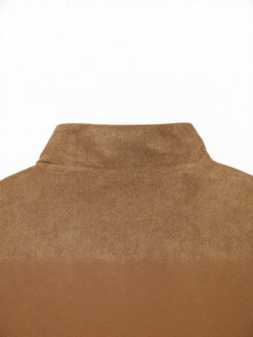 Oversized Faux Suede Bomber Jacket