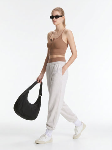 Ribbed Button Front Crop Tank Top