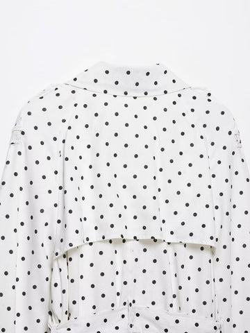 Polka Dot Belted Cropped Jacket