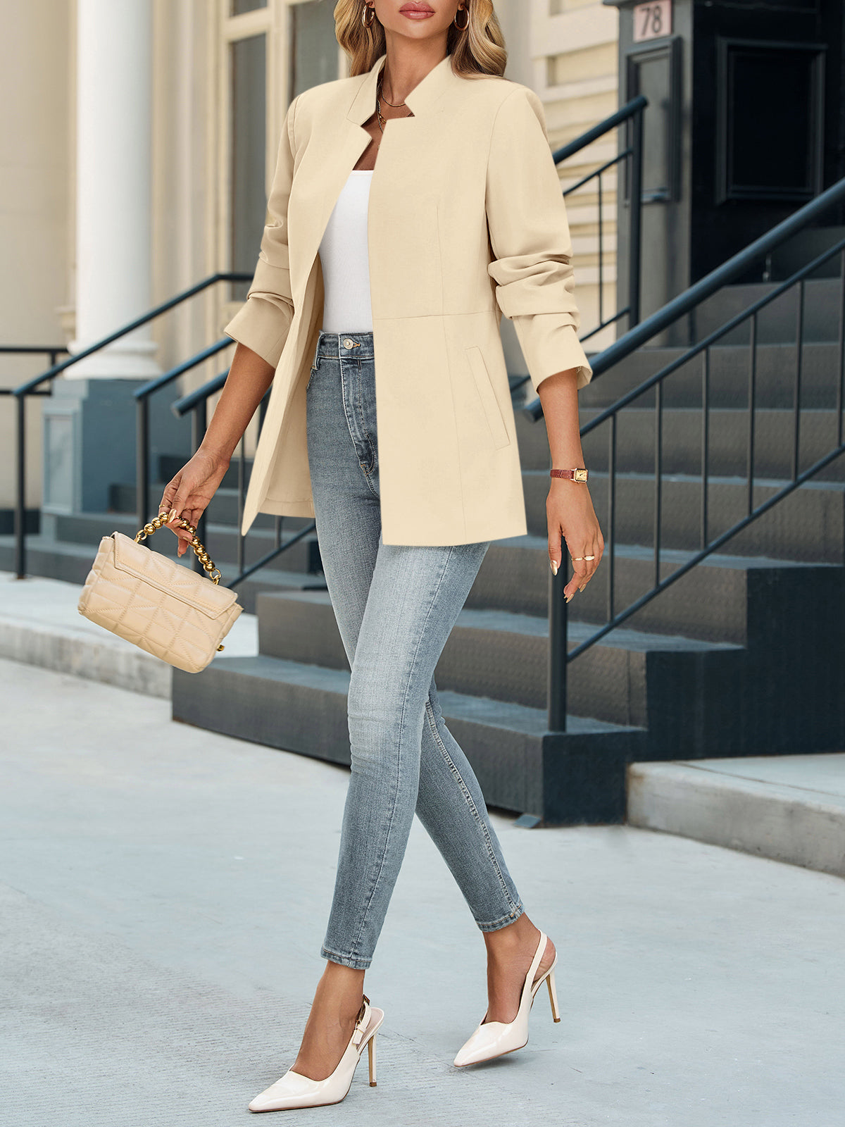 Tailored Slim Fit Open Blazer