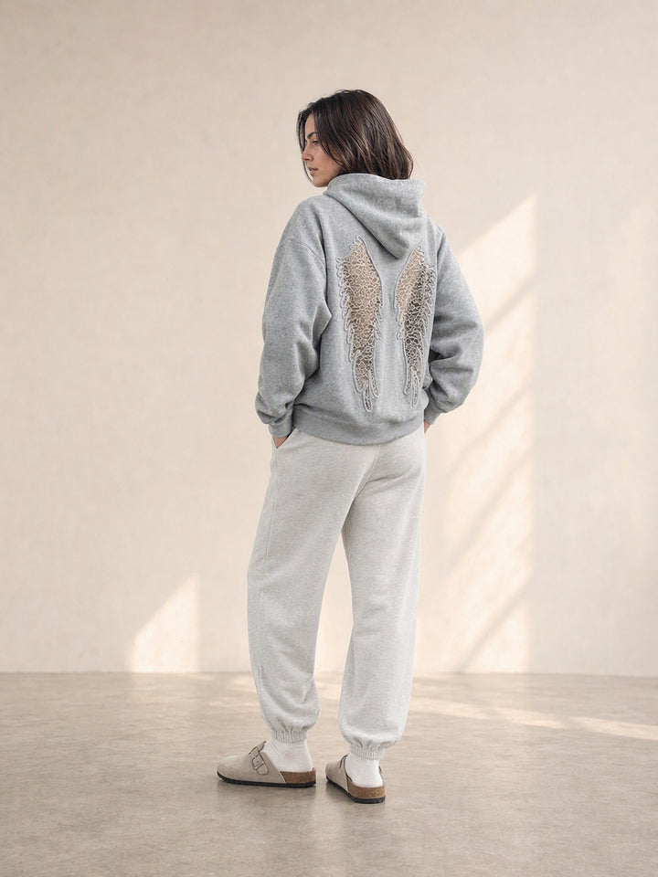 Lace Angel Wing Back Hoodie