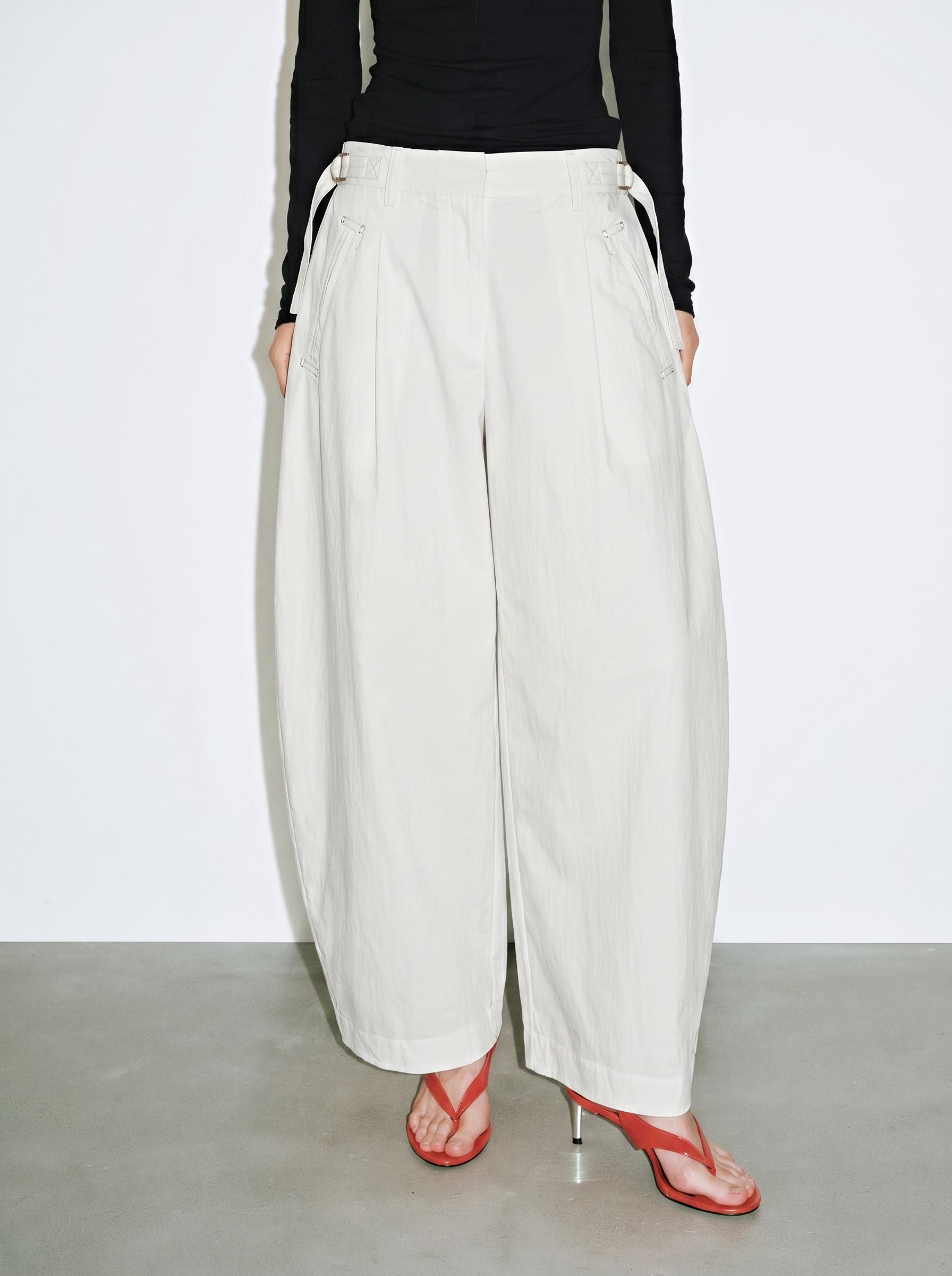 Adjustable Waisted Wide Leg Pants