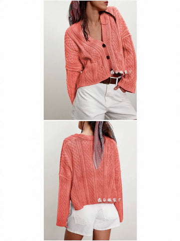 Oversized Cable Knit Button Up Cardigan