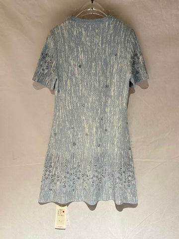 Sparkly Embroidered Textured Knit Dress